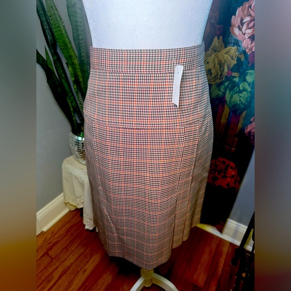 NWT Brooks Brothers Skirt Plaid Houndstooth Brown/Orange size 2p - Picture 6 of 9